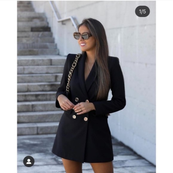 NWT * Zara Double Breasted Long Blazer Jacket - Picture 5 of 12